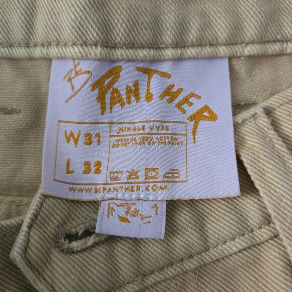 Men's Designer BeAPanther "Red Eye" Jeans 31x32 Beige Colorway NEW - Picture 10 of 11